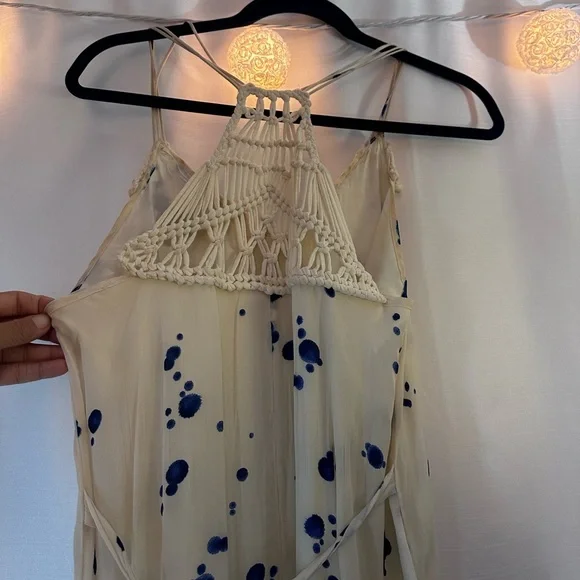 Anthropologie Maeve Crochet White and Blue Maxi Dress - Picture 3 of 6